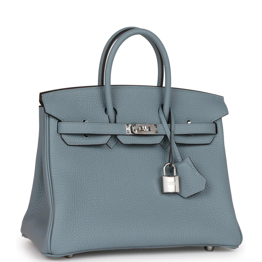 Bleu Lin Togo Palladium Hardware Handbag F8895