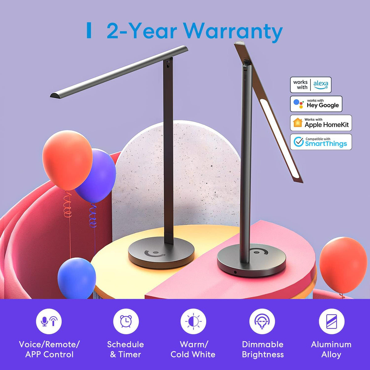Smart LED Desk Lamp with Tunable White and Remote Control D263