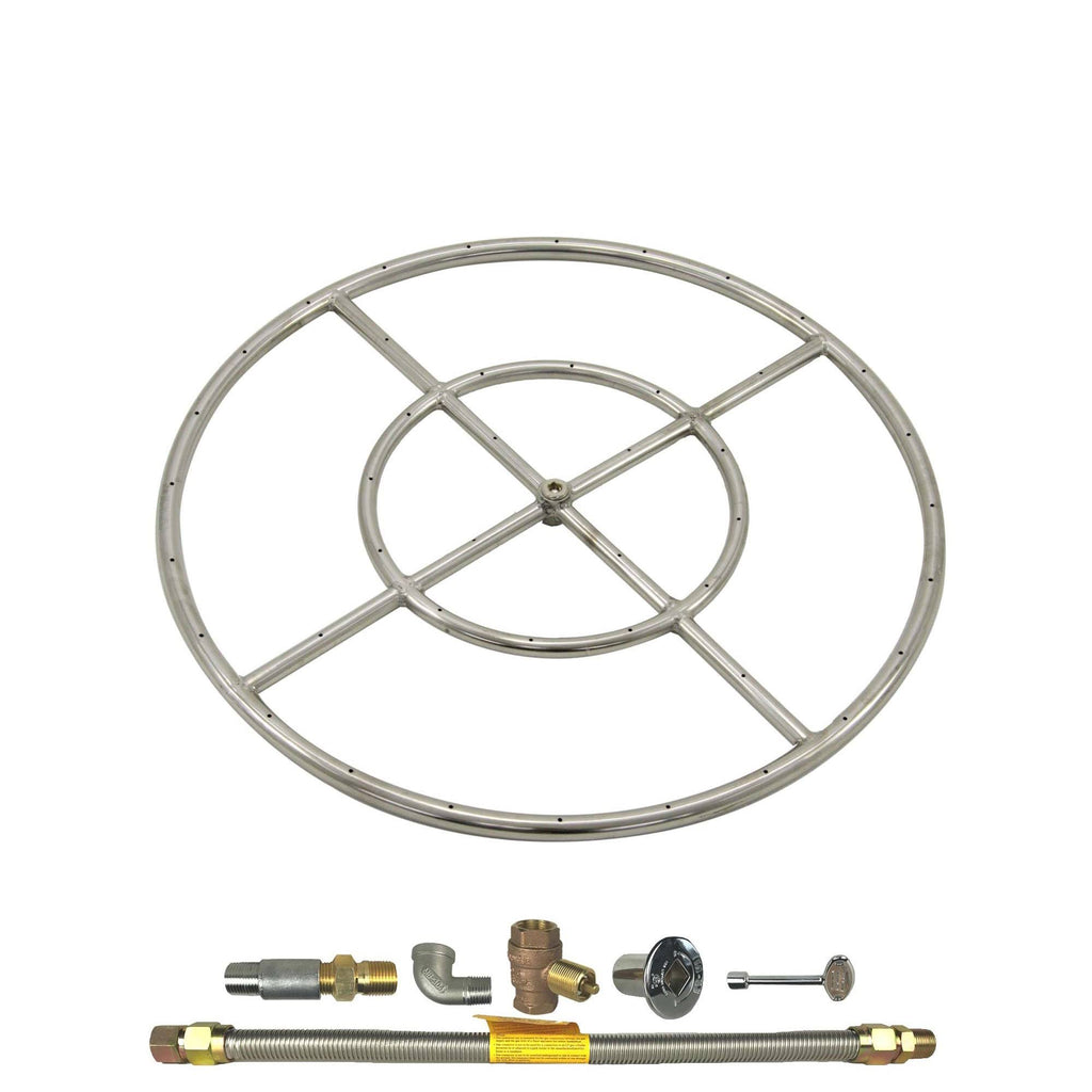 Propane Gas Fire Pit Burner Ring Kit with Flat Pan F32133