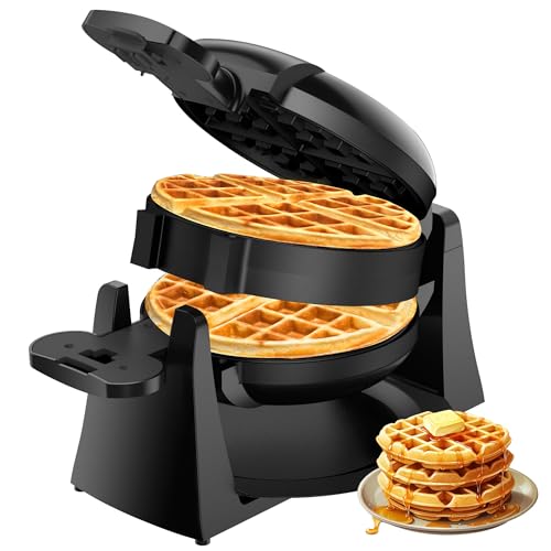 Black 1400W Double Belgian Waffle Iron Nonstick X589