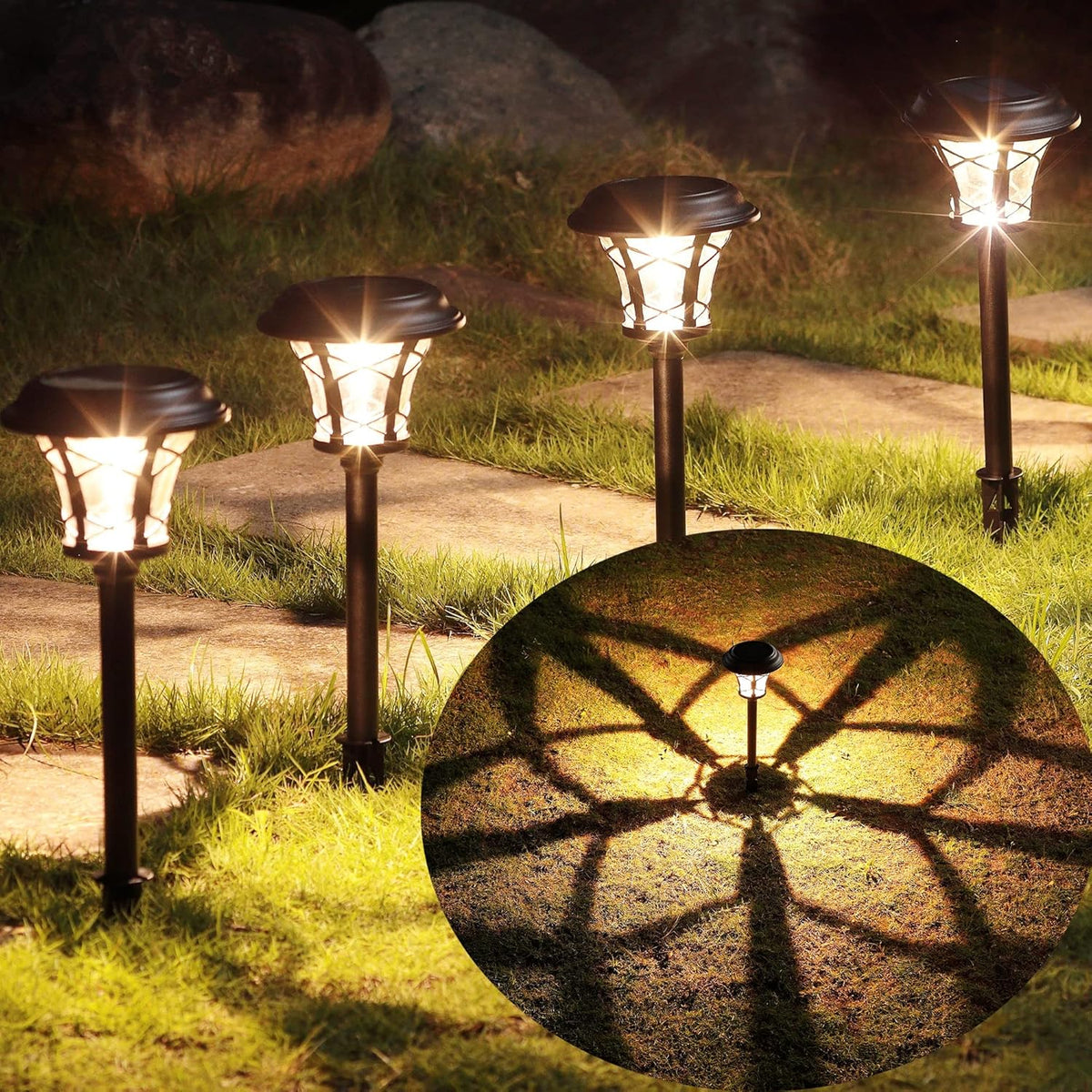 6 Pack Solar Powered Pathway Lights, Warm White T872