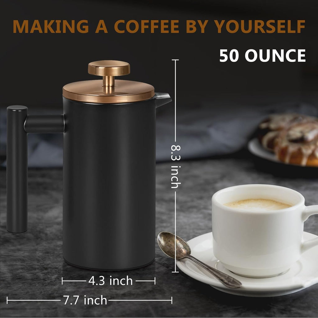 50 Ounce Double-Wall Insulated Stainless Steel French Press U1873