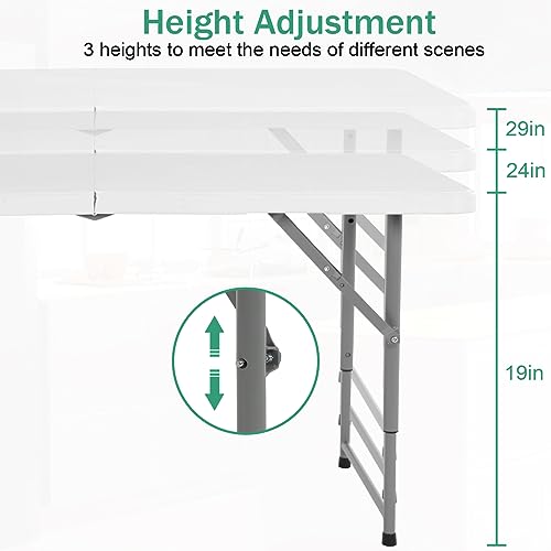 4 FT Heavy Duty Plastic Folding Table with Carrying Handle C29288