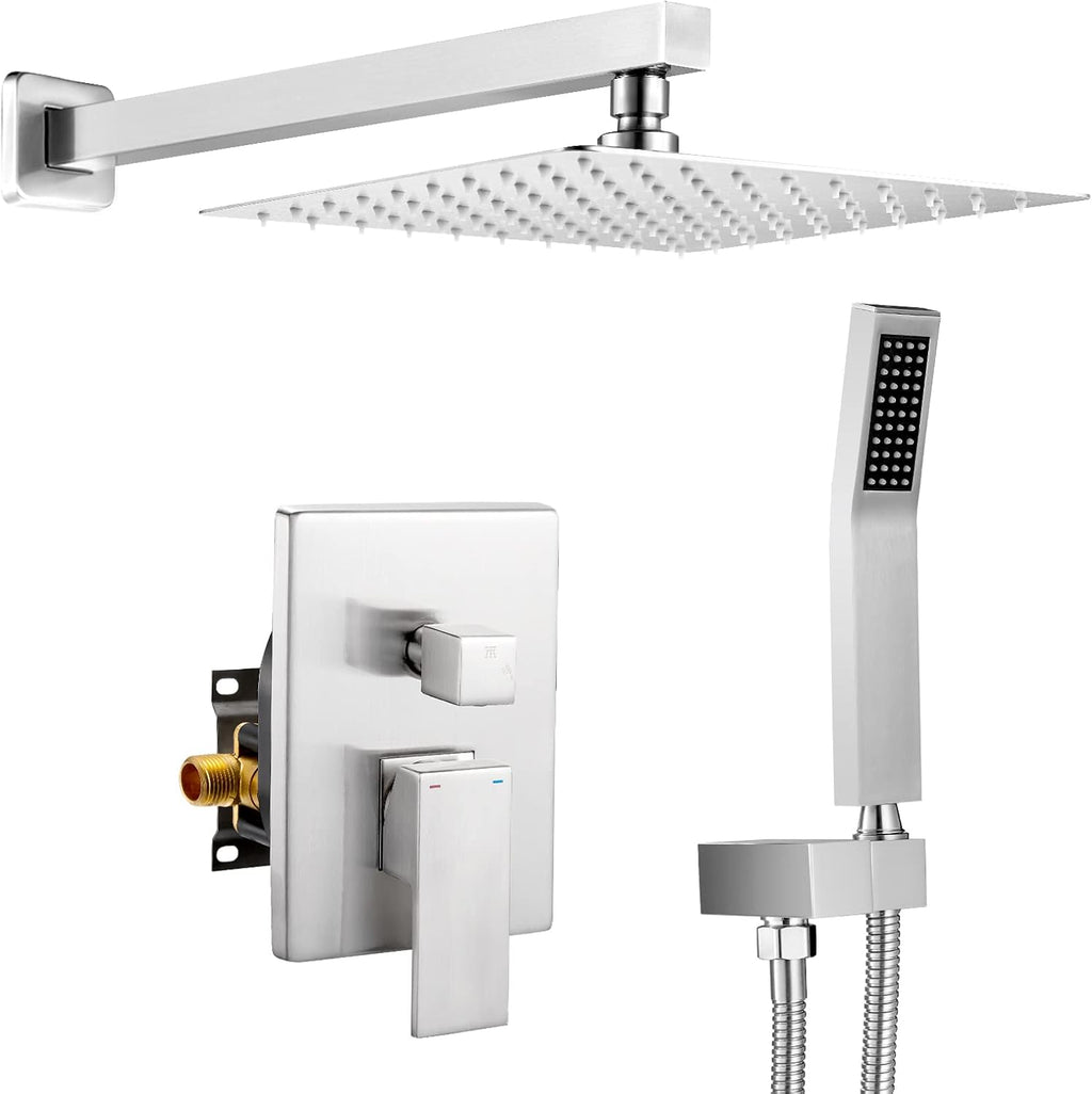 10 Inch Matte Black Rain Shower Head with Handheld Shower Faucets Sets A400555