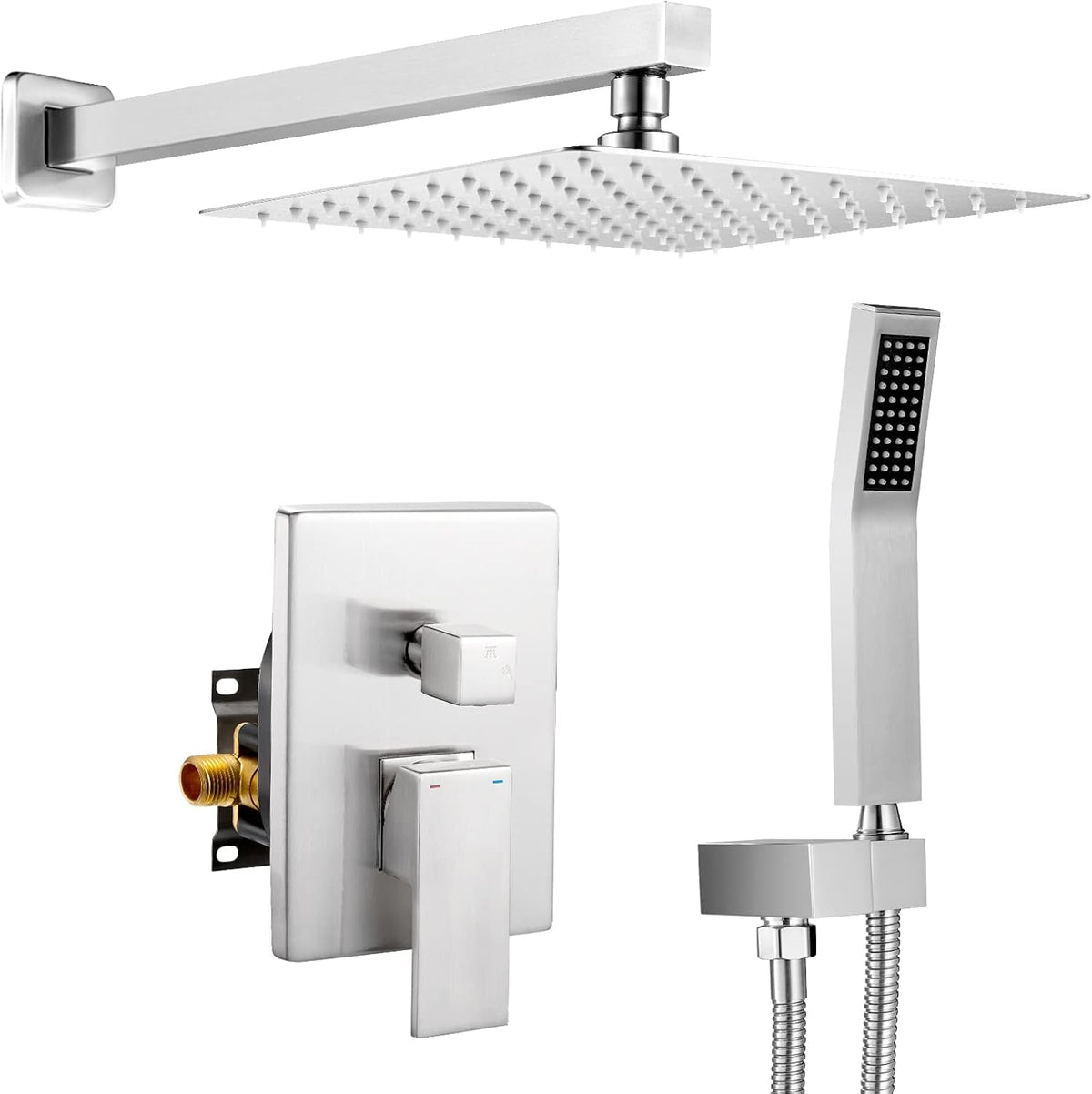 10 Inch Matte Black Rain Shower Head with Handheld Shower Faucets Sets A400555