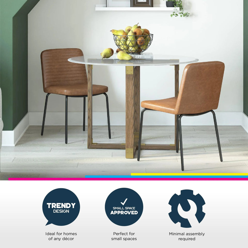 Camel Faux Leather Dining Chair, Set of 2 D93032