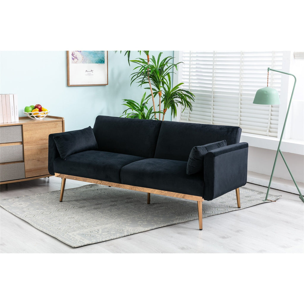 Pink Velvet Loveseat Sofa With Metal Feet D1545