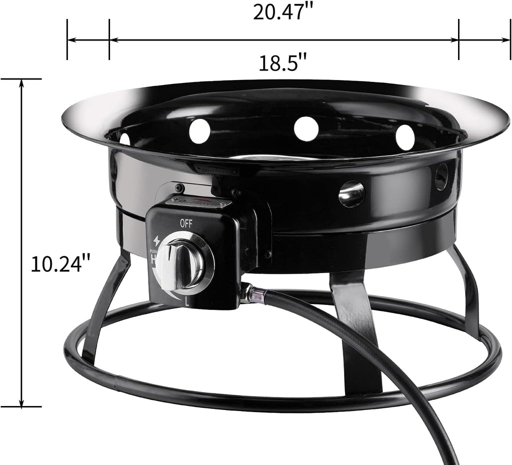 20.47-Inch Diameter Propane Gas Fire Pit with Carry Kit & Lava Rocks F966805