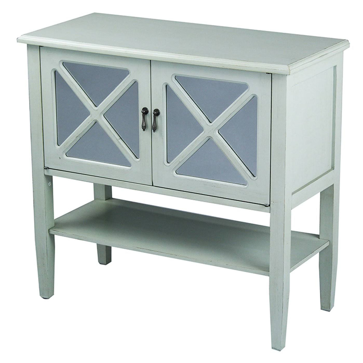 Light Sage Wood Console Cabinet with 2 Doors and Shelf E22236
