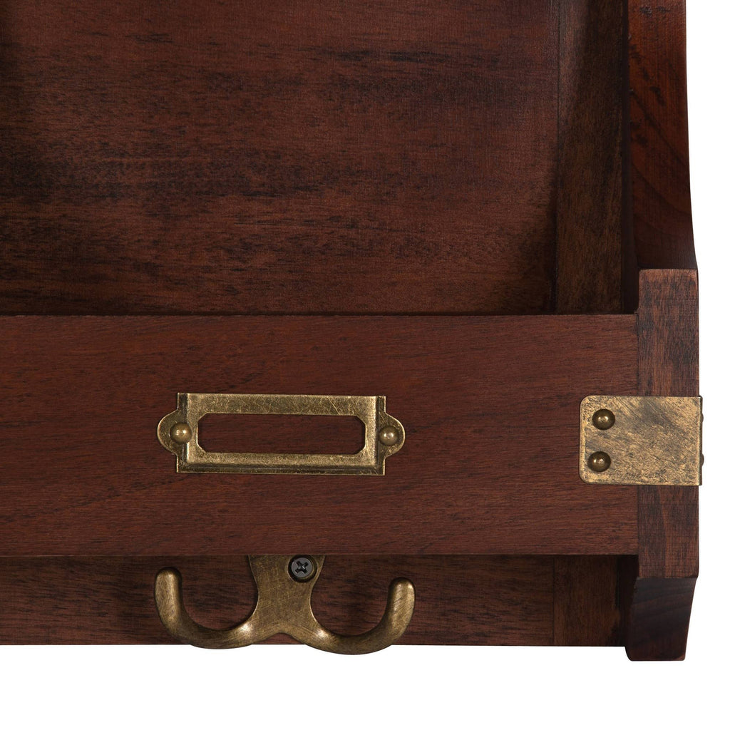 Decorative Rustic Wood Home Organizer with Chalkboard, Pockets, and Key Hooks I1773