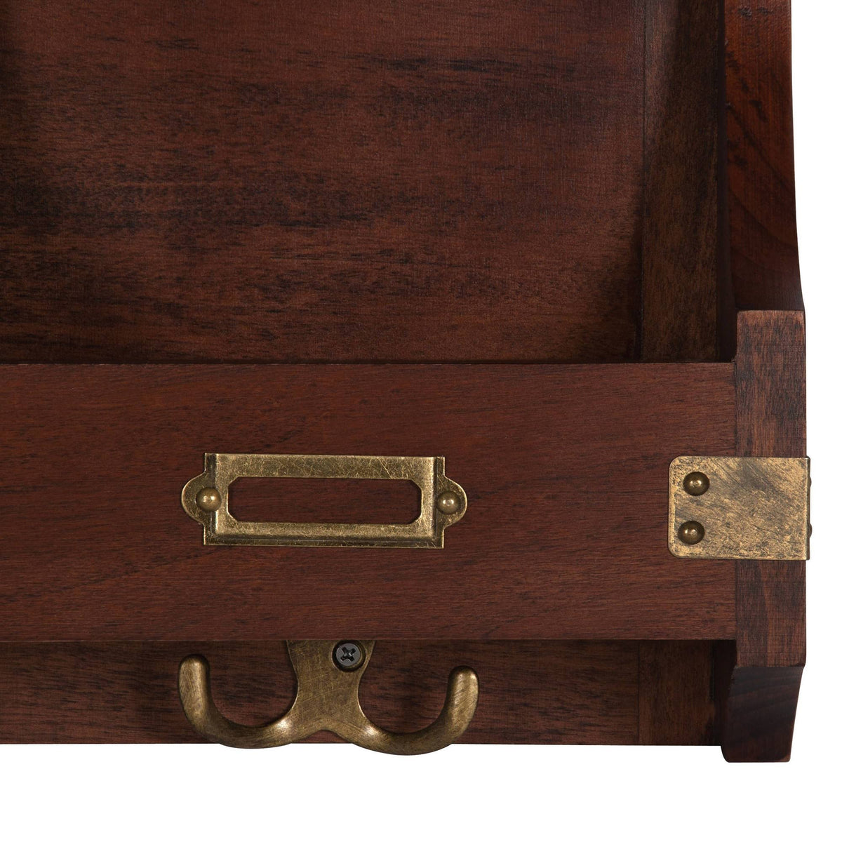 Decorative Rustic Wood Home Organizer with Chalkboard, Pockets, and Key Hooks I1773