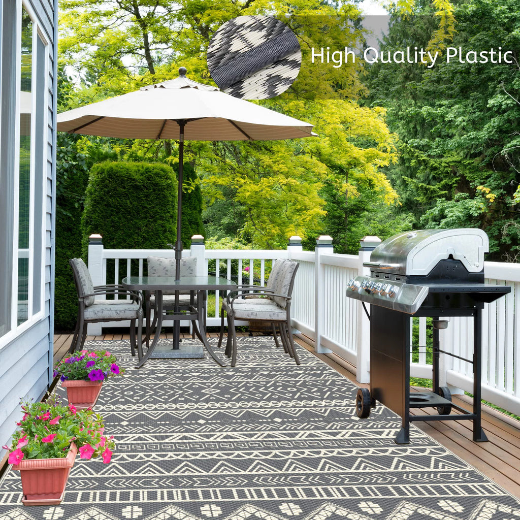 6x9ft Grey White Reversible Outdoor Rug G53050