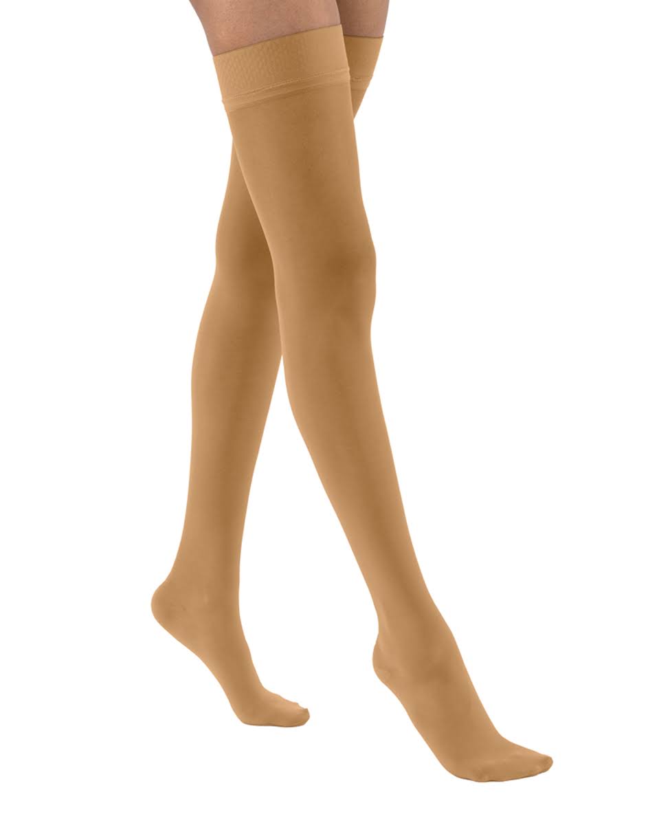 30-40 mmHg Small Suntan Thigh High Silicone Dot Band V7940