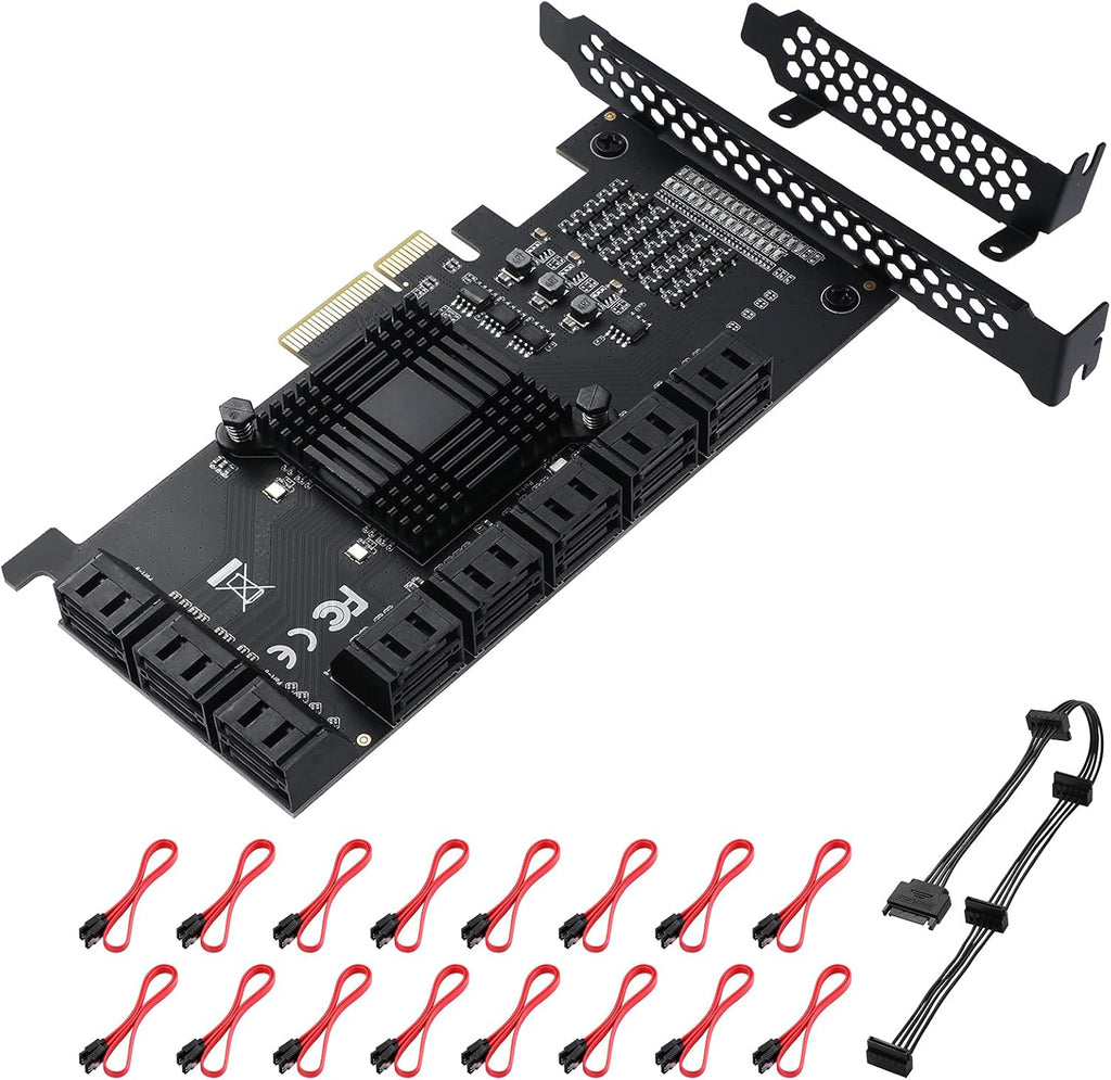 PCIe SATA Card 8 Port with 8 SATA Cables and Low Profile Bracket, Pack of 2 J249924