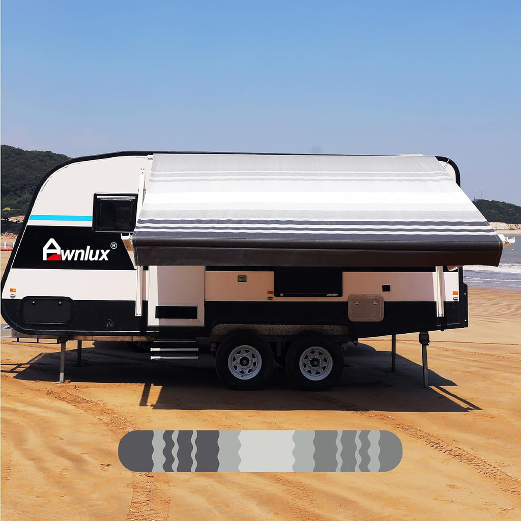 Waterproof Vinyl RV Awning Fabric Replacement Blue Strip 18' Q75205