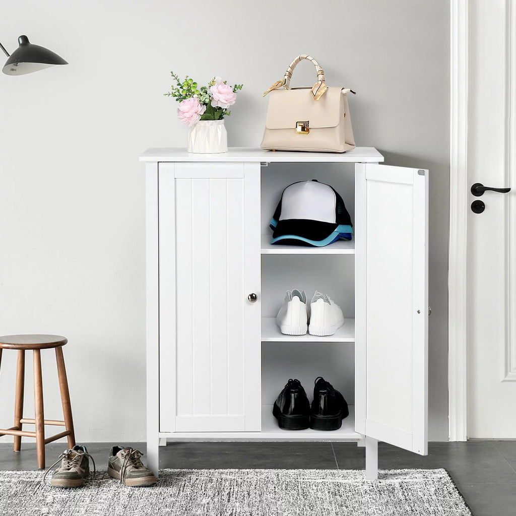 White Free Standing Wooden Shoe Storage Cabinet S72989