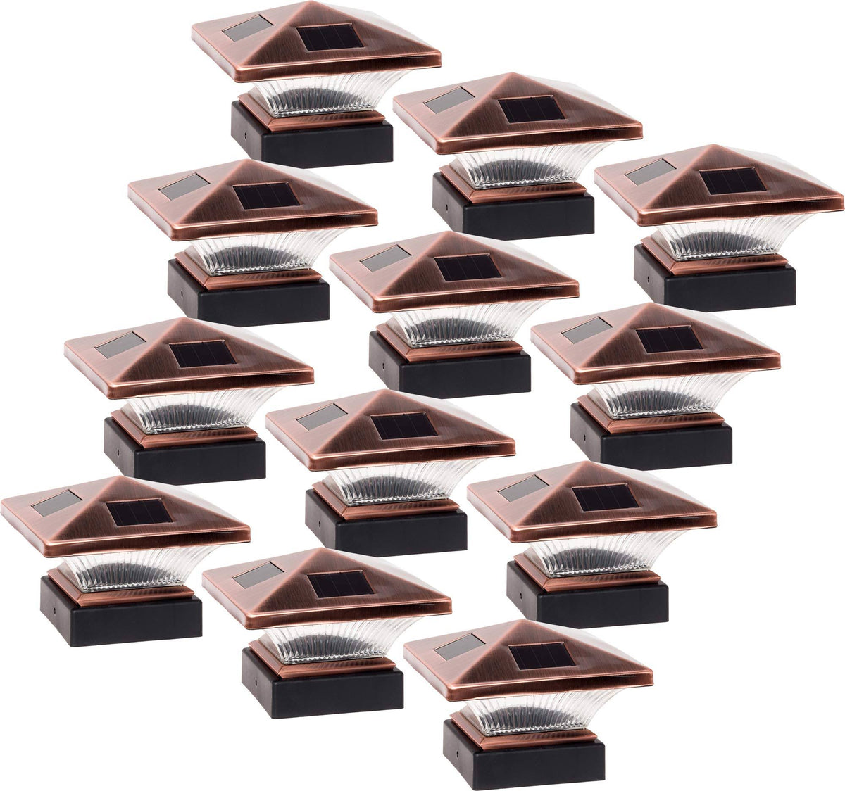 12 Pack Solar Post Cap Deck Light for 4x4 Wood or PVC Vinyl Posts (Bronze) M504218