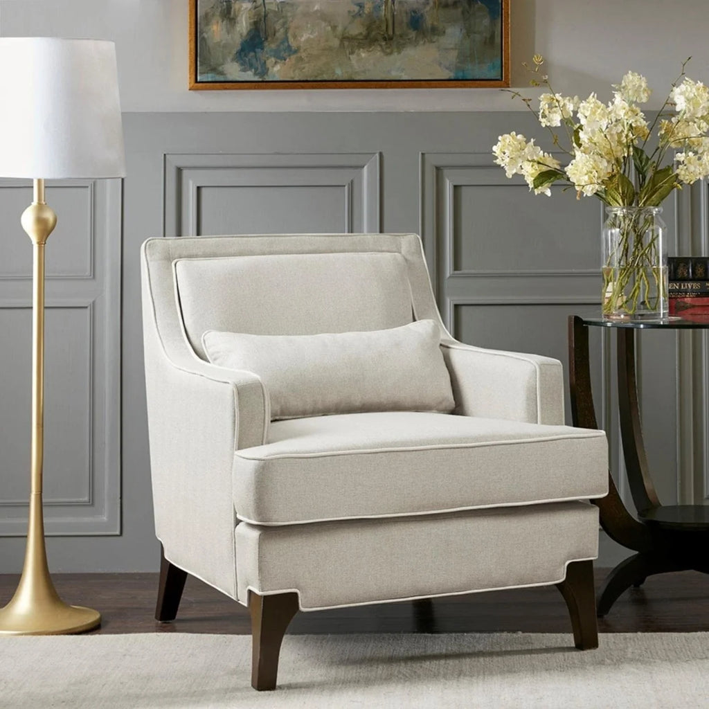 Cream and Dark Brown Arm Chair I3009