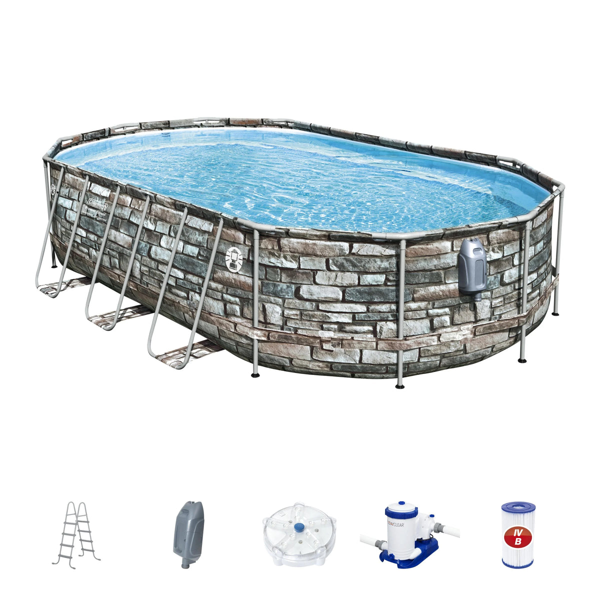 Coleman 20' Power Steel Comfort Jet Oval 48 Deep Metal Frame Above Ground Pool Y3610