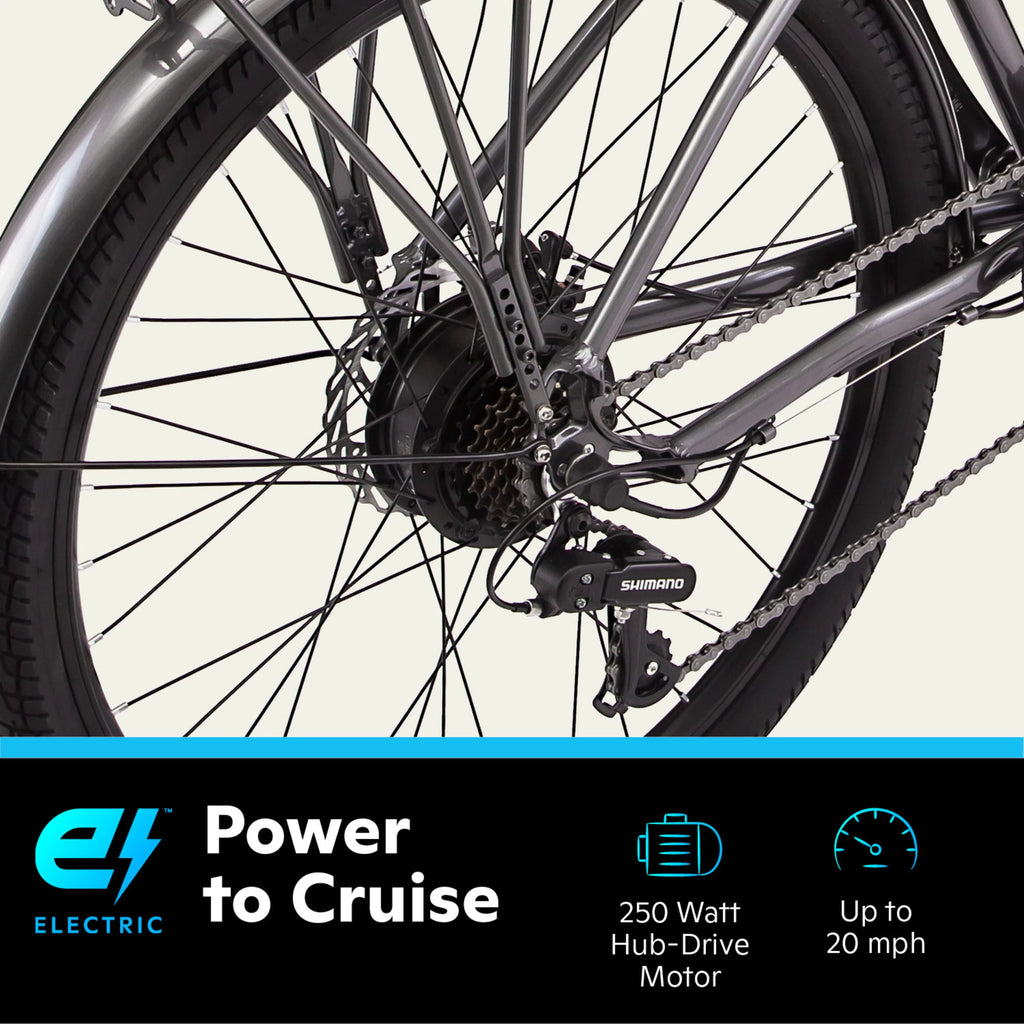 26 Low Step Cruiser Electric Bike 7 Speeds 250w Black Q70610