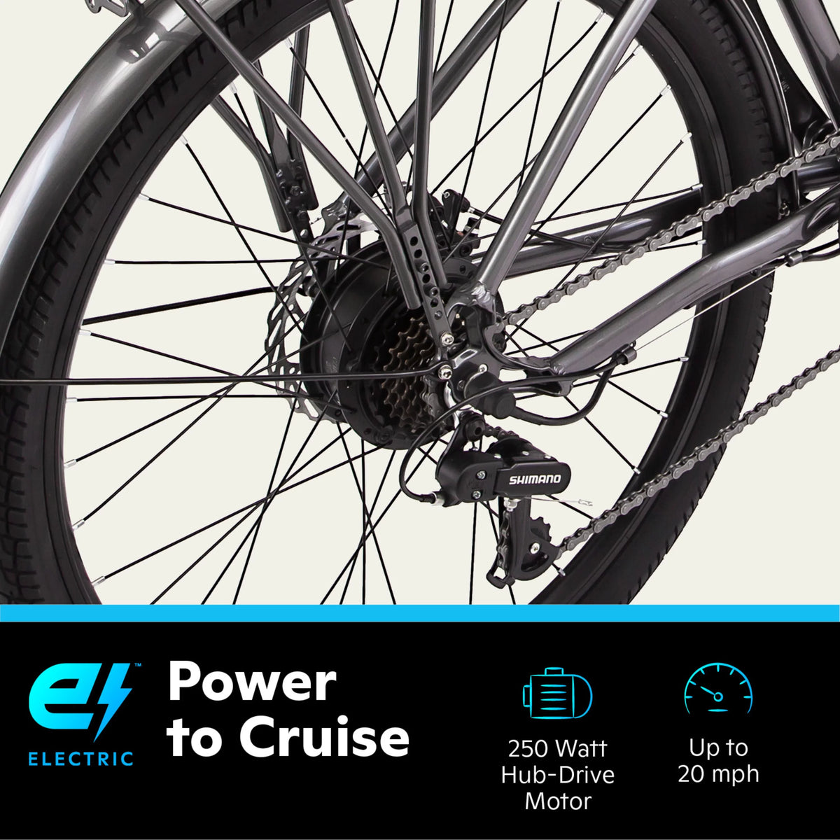 26 Low Step Cruiser Electric Bike 7 Speeds 250w Black Q70610