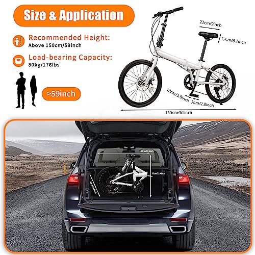 20 Inch 7 Speed Folding Bike with Dual Disc Brakes Carbon Steel White Y34180