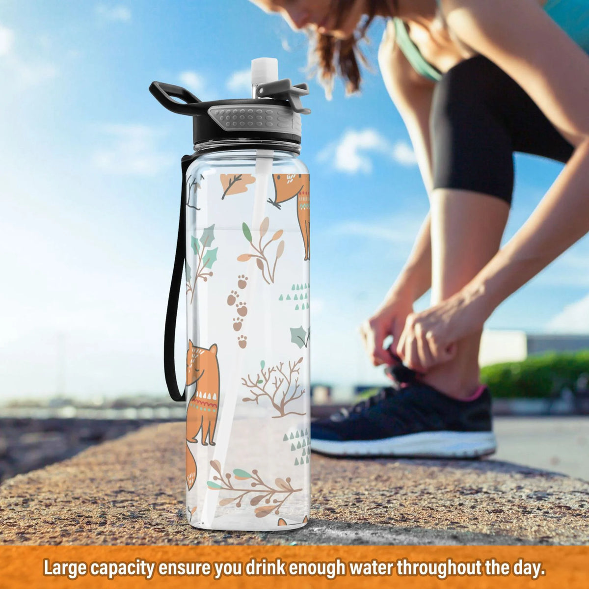 32oz Tritan Leakproof Clear Water Bottle with Straw C7412
