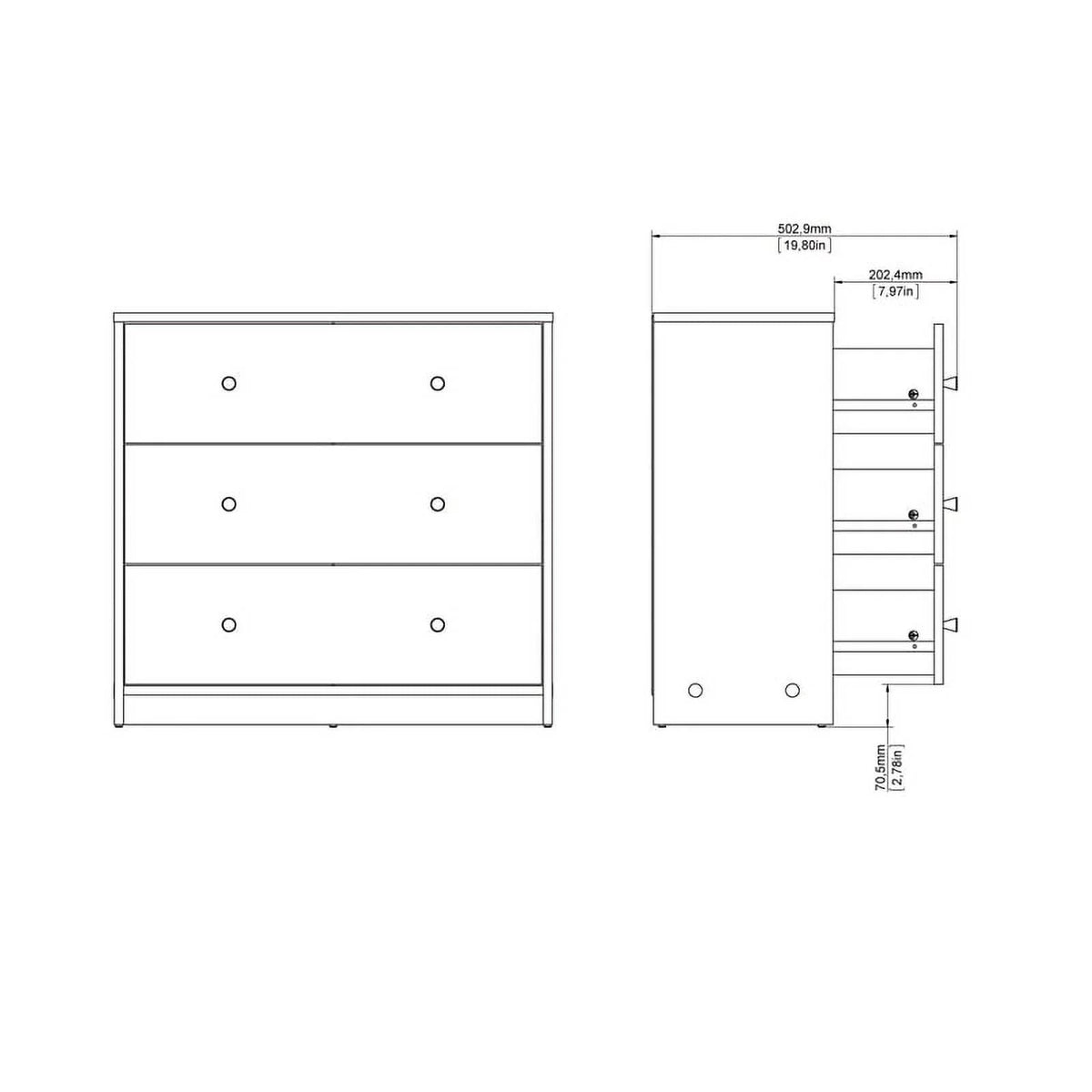 Black 3 Drawer Chest and 6 Drawer Double Dresser Set G553