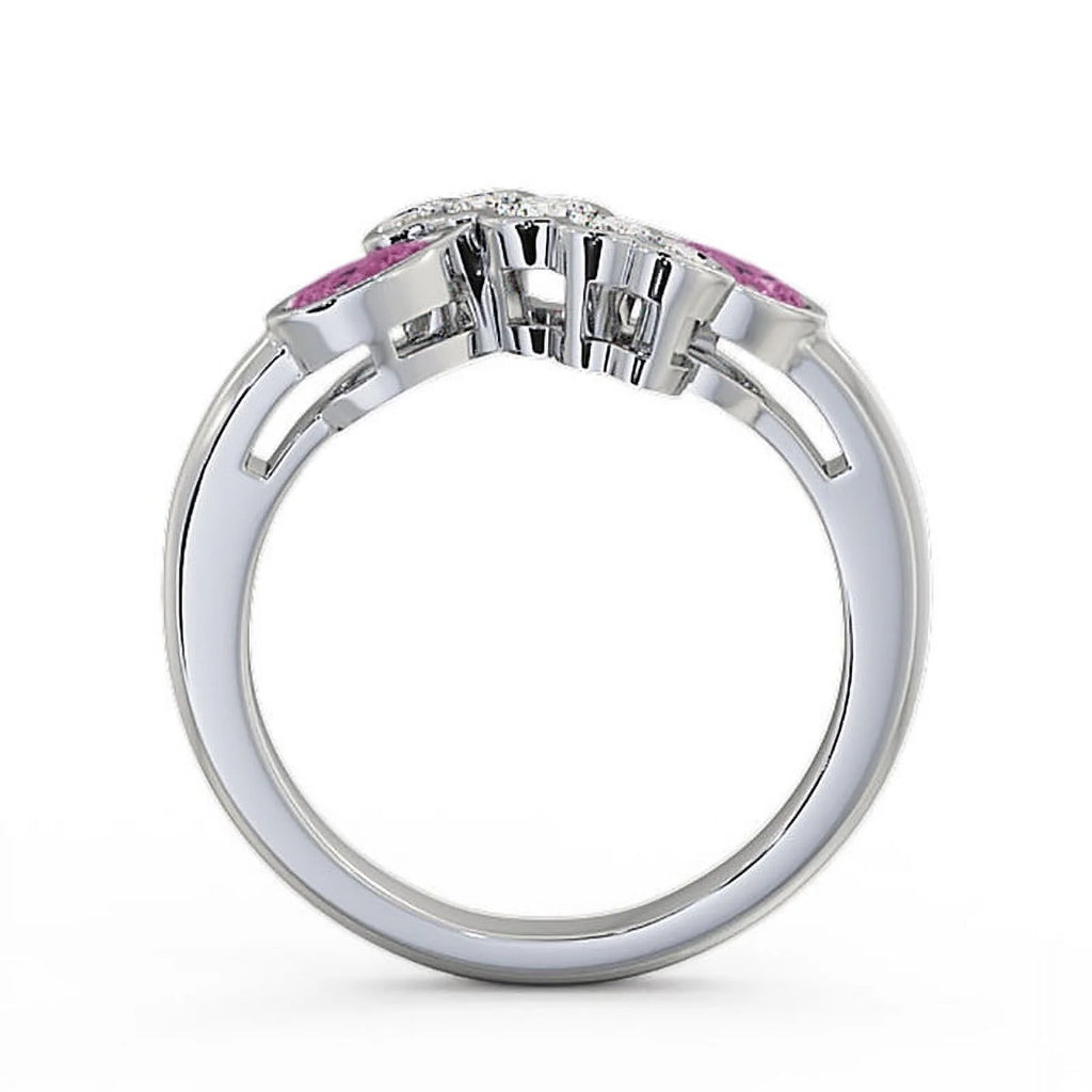 14K White Gold Pear Cut Pink Sapphire Diamond Eternity Band Size 8.5 R87788