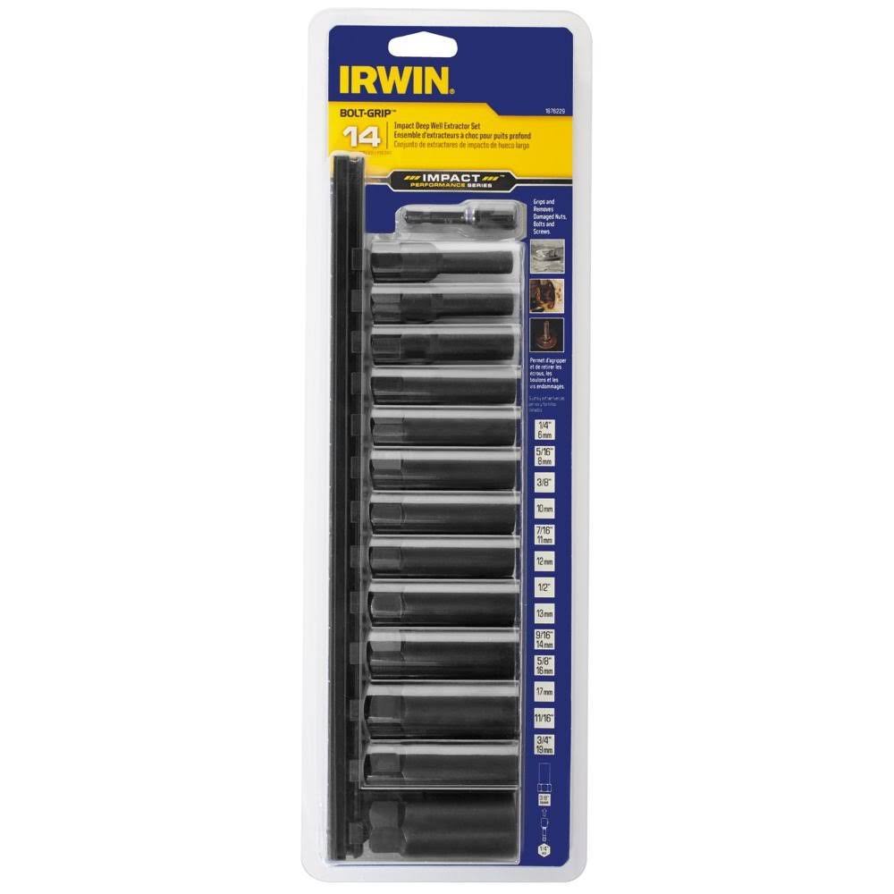 14pc Impact Deep Well Bolt Grip Rail Set with Hex Adapter W522