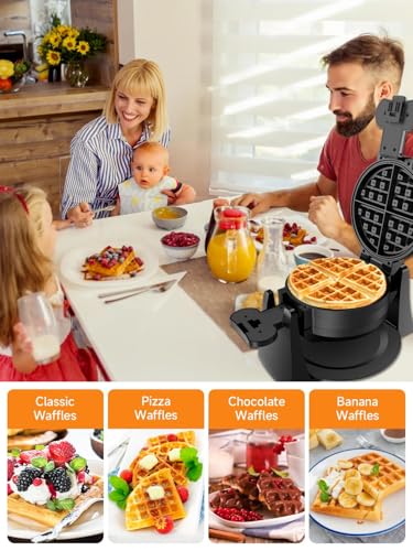 Black 1400W Double Belgian Waffle Iron Nonstick X589