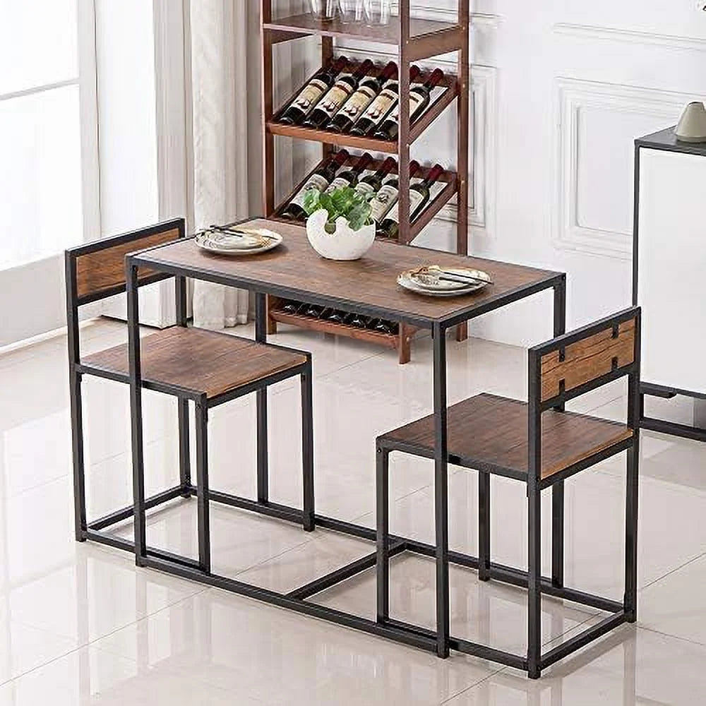 3 Pcs Modern Wood Dining Table and Chairs Set X41498