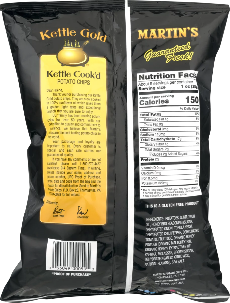 Potato Chips Honey BBQ 8 oz. Bag (3 Bags) F8526