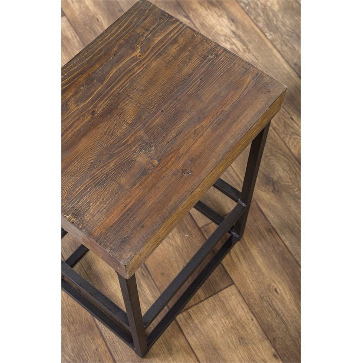 24" Pine and Iron Counter Stool in Mahogany/Bronze-black Q773