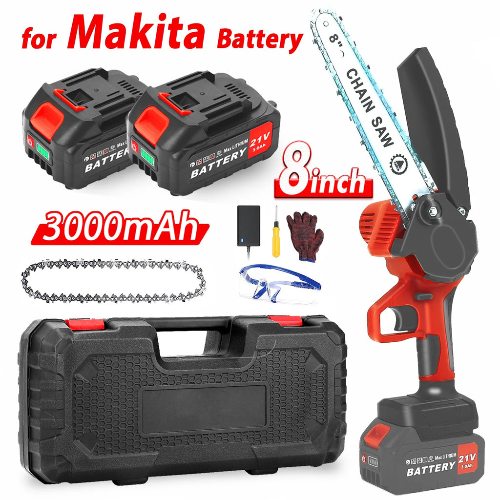 8 inch Cordless Mini Chainsaw with 2 Chains and 3.0Ah Battery X7362