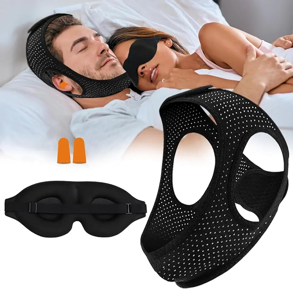 Adjustable Breathable Anti Snoring Chin Strap with Eye Mask V78860