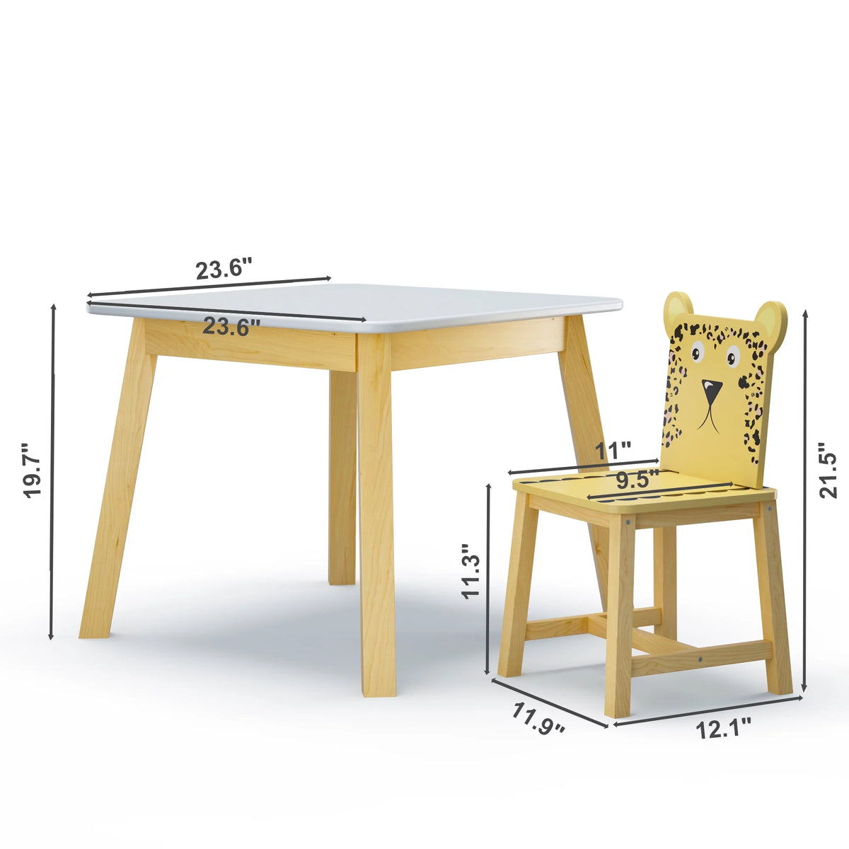 Kids Table and Chair Set 5-Piece Wood White L8720