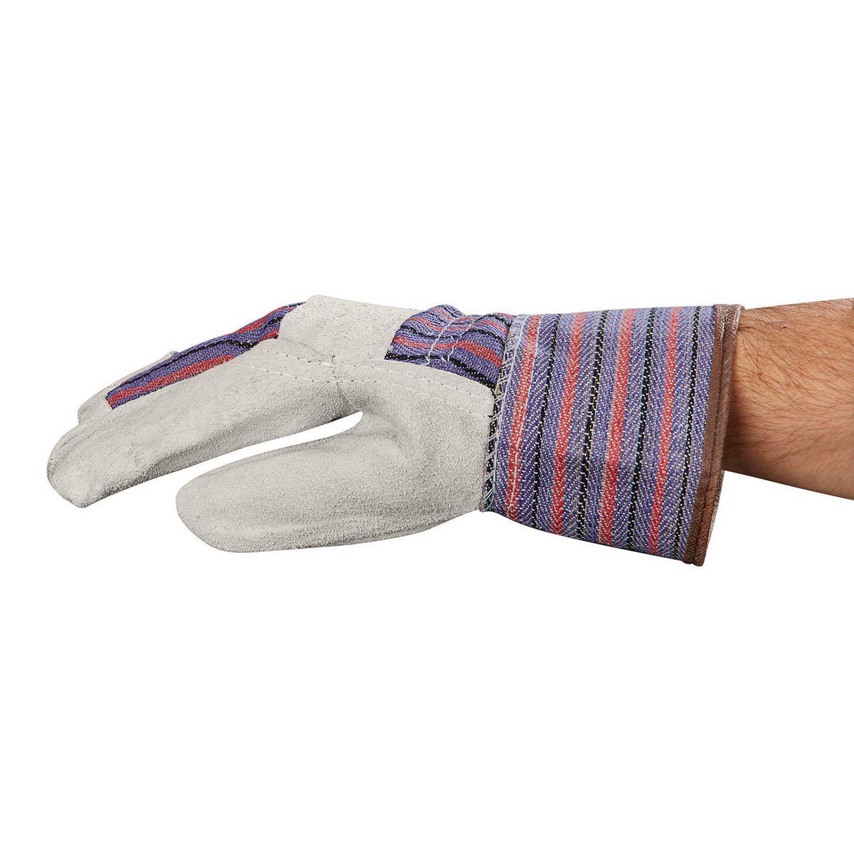 Split Leather Work Gloves with Cotton Back, 5 Pair C565500