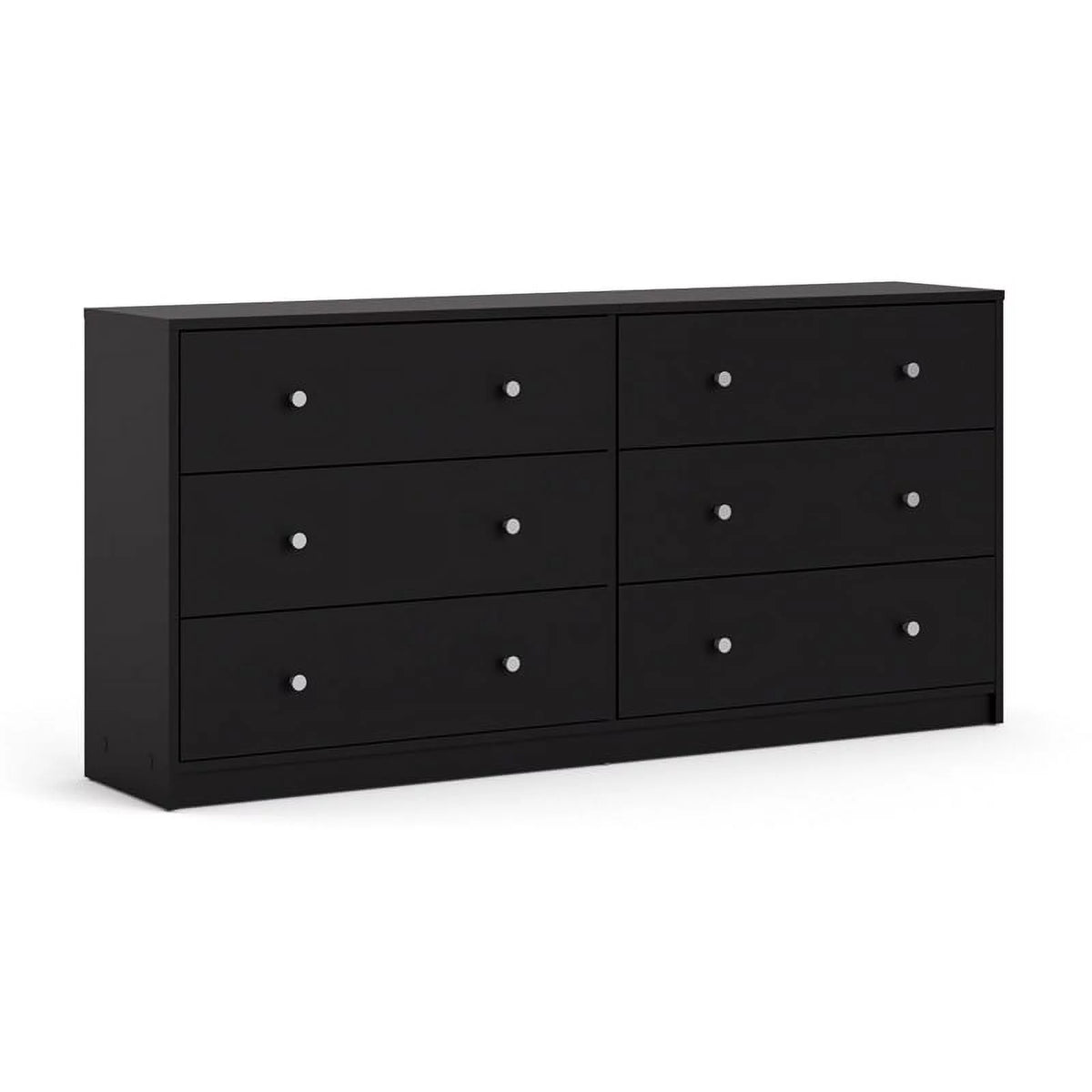 Black 3 Drawer Chest and 6 Drawer Double Dresser Set G553