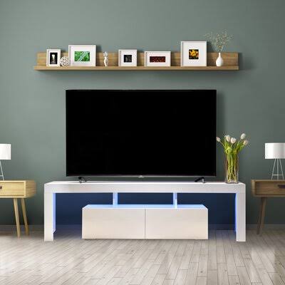 White High Glossy TV Stand with LED Lights T4312
