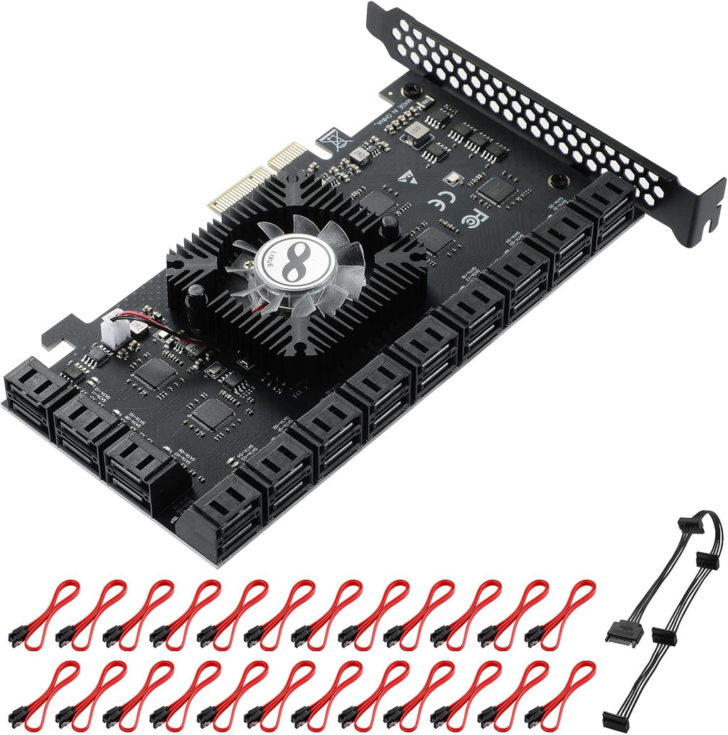 PCIe SATA Card 8 Port with 8 SATA Cables and Low Profile Bracket, Pack of 2 J249924