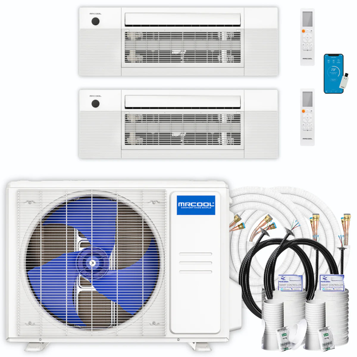 36,000 BTU 2 Zone Ceiling Cassette Ductless Air Conditioner and Heat Pump W375