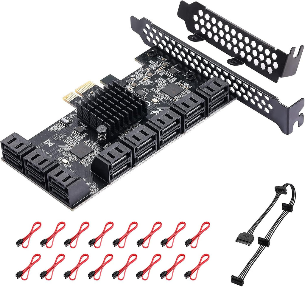 PCIe SATA Card 8 Port with 8 SATA Cables and Low Profile Bracket, Pack of 2 J249924