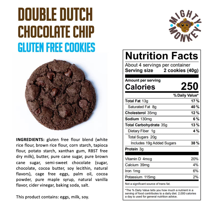 7.4 Oz (3 Pack) Gluten Free Double Dutch Chocolate Chip Cookies Z2786