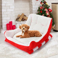 Red White 24x15x11 Inch Plush Synthetic Fur Christmas Dog Bed P36759