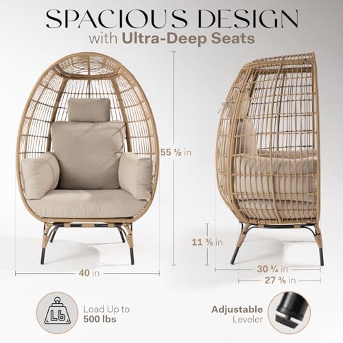 Black Wicker Egg Chair with Cushion N640