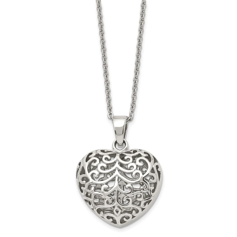 Stainless Steel Filigree Heart Necklace E58724