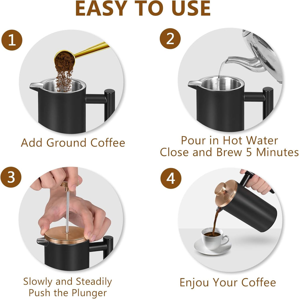50 Ounce Double-Wall Insulated Stainless Steel French Press U1873