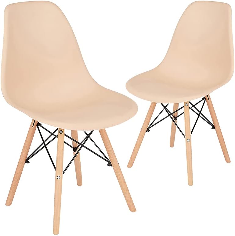 Beige Plastic Dining Chairs Set of 4 U3203