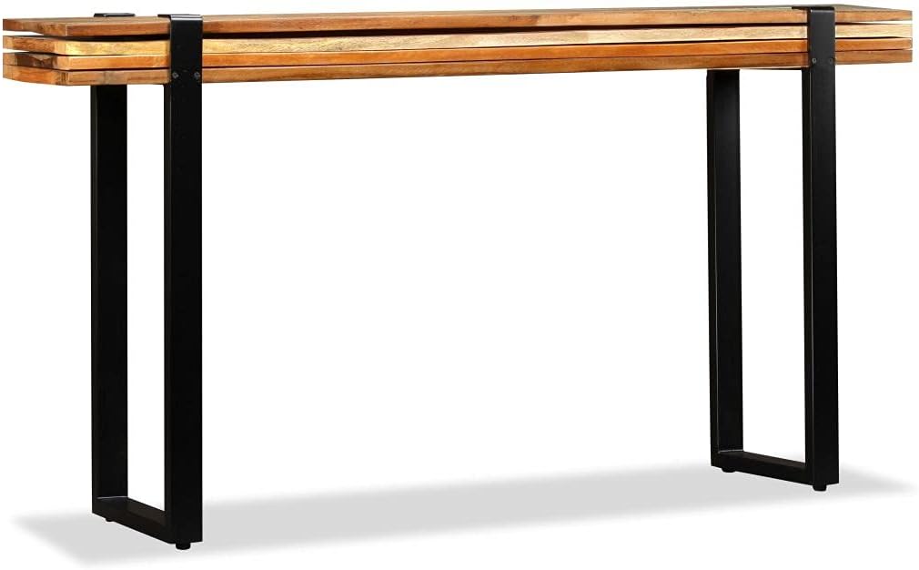 Length-Adjustable Console Table Solid Reclaimed Wood Cast Iron E25614